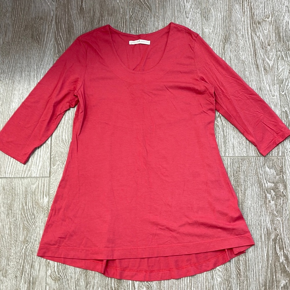 PERUVIAN CONNECTION TOP TUNIC SHIRT CORAL SZ M